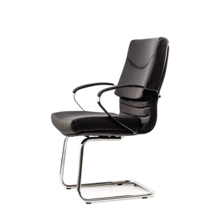 Scaun de conferință 30.13.26, tapitat, cadru otel cromat, brate cromate