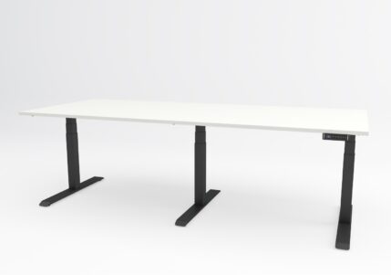 birou reglabil Viva Upgrade 180, cu cadru negru si blat alb
