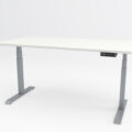 Birou reglabil electric Viva Upgrade 2.0, dual motor, cadru gri și blat alb. Panou de comandă digital cu afișaj LCD