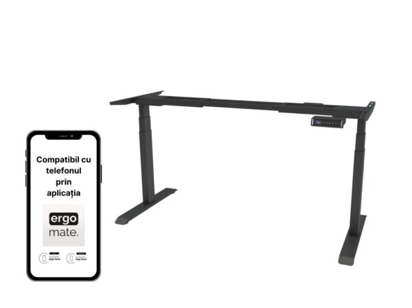 Cadru de birou reglabil Viva upgrade 2.0, negru, picioare in 3 niveluri, panou de control digital, compatibil cu aplicatia ergomate